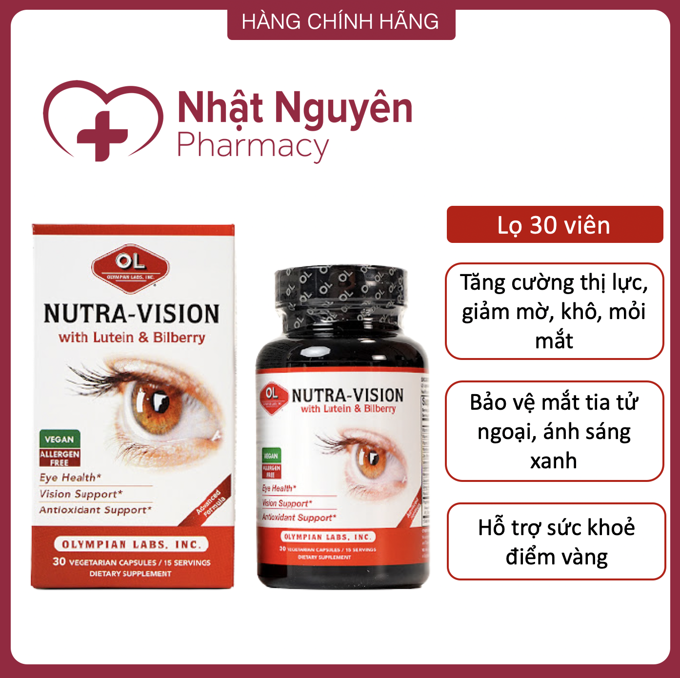 Nutra vision olympian labs - hỗ trợ tăng cường thị lực, bảo vệ mắt.