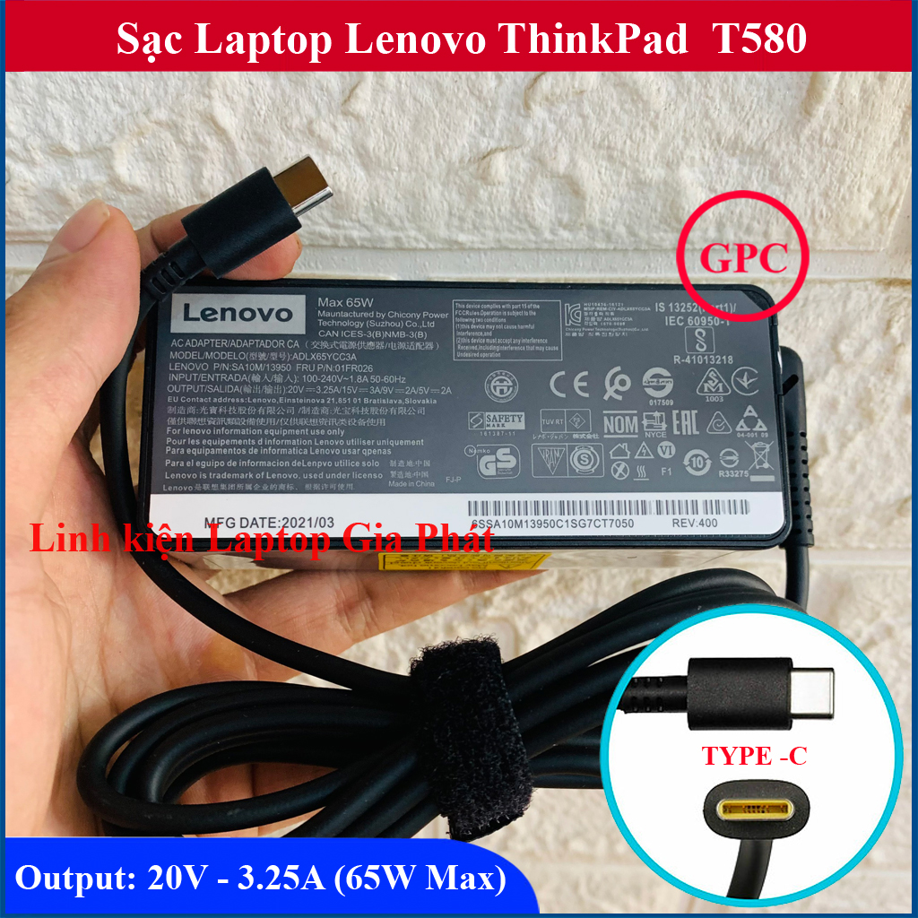 ⚡️ sạc laptop lenovo thinkpad t580 output 20v - 3.25a - 65w
