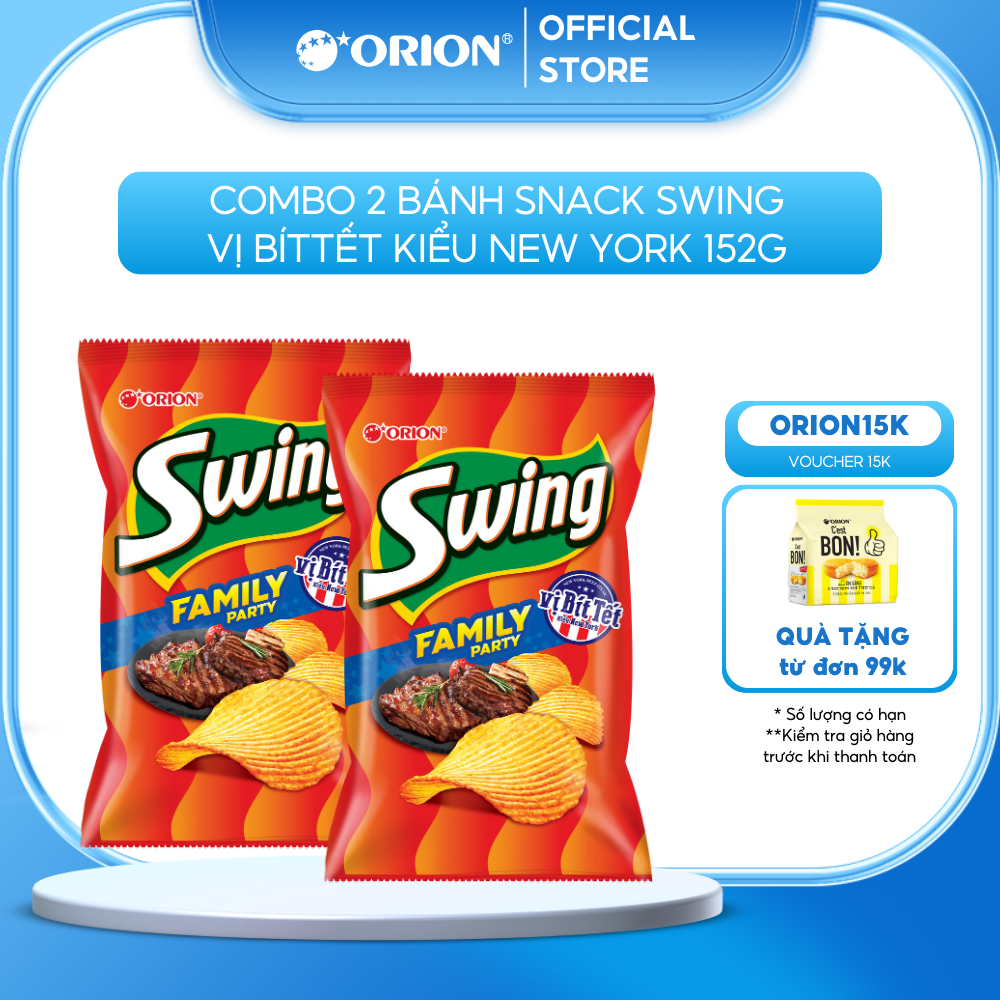 Combo 2 Bánh Snack ORION Khoai Tây Swing vị Bíttết Kiểu New York 152G