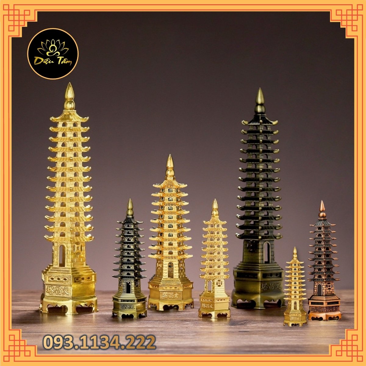 Tháp văn xương đặt ở bàn làm việc, bàn thờ, kệ sách để cầu may mắn trong công việc, công danh thăng quan tiến đồ phong thủy