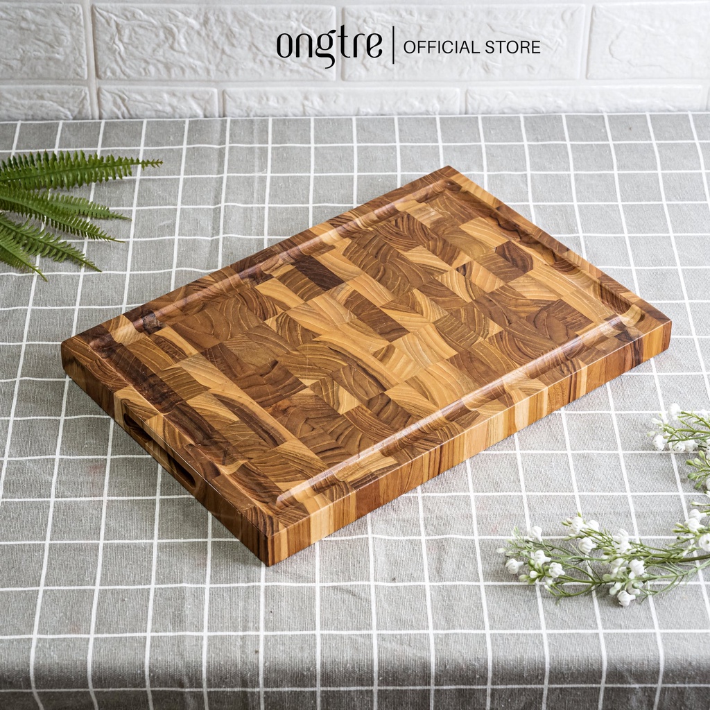 Thớt gỗ Teak ONGTRE đẳng cấp phong cách Âu Mỹ - Thớt gỗ cắt thái chặt hoặc decor thức ăn 35x25x2,5cm
