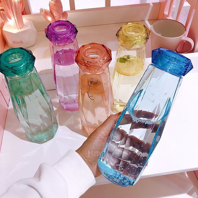 [HCM](HÀNG HOT) Bình đựng nước hình thủy tinh đủ màu cao cấp 430ml - GIÁ SIÊU RẺ