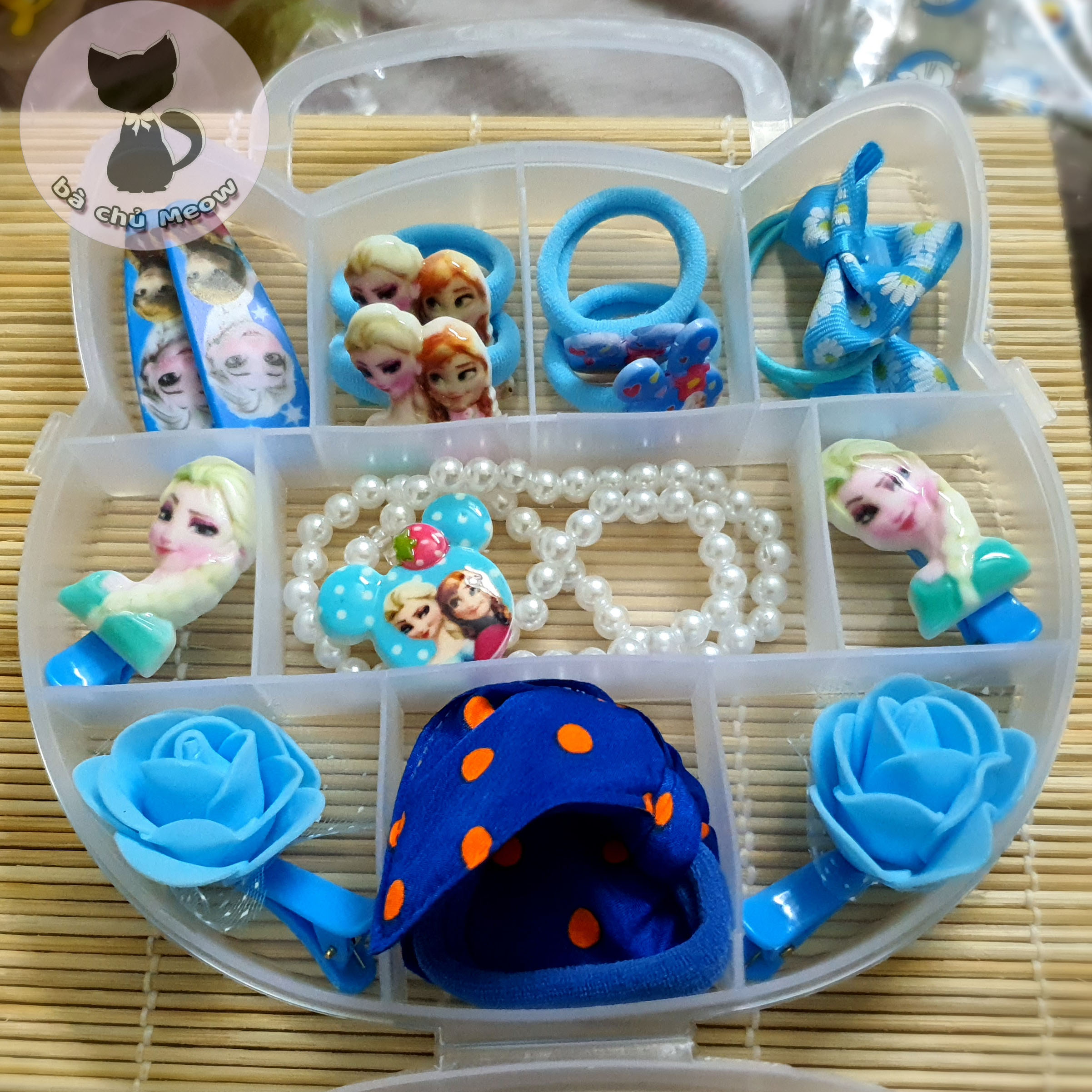 Hộp phụ kiện tóc meow công chúa elsa dành cho bé gái