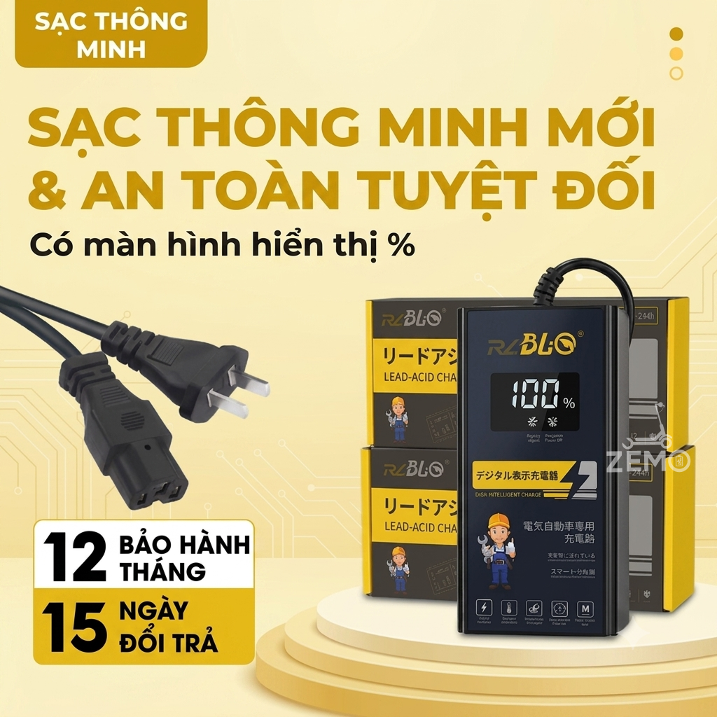 Sạc xe điện chính hãng BLQ, có màn hình báo % và tự ngắt khi đầy điện [Bảo hành 12 tháng]