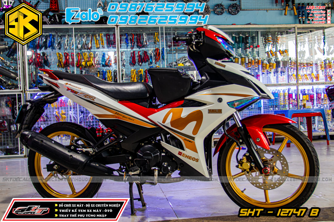 tem rời exciter150 trắng vàng đồng candy cao cấp movistar