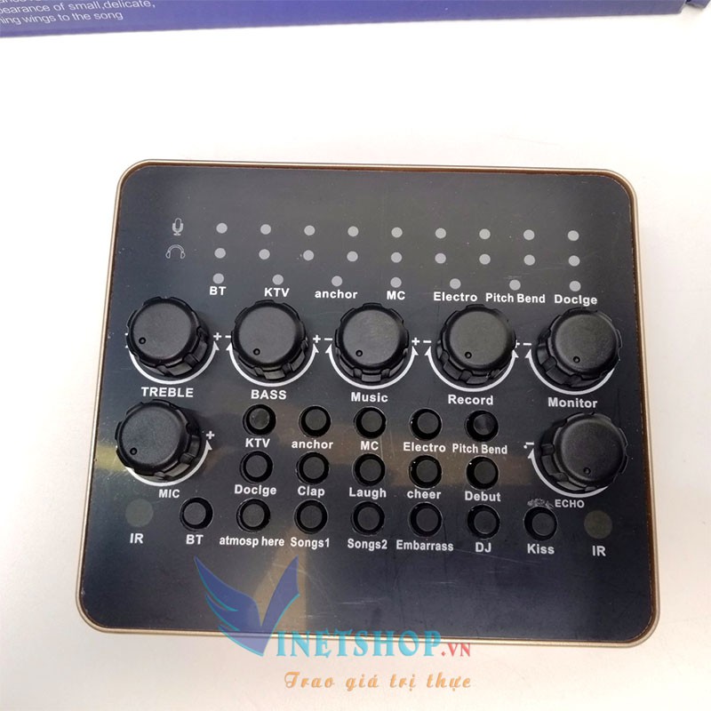 Sound Card V10 Chính Hãng AQTA Kèm Điều Khiển & Mic BM-900 Thu Âm Hát Live Stream - Hát karaoke Cực Hay-DC3291