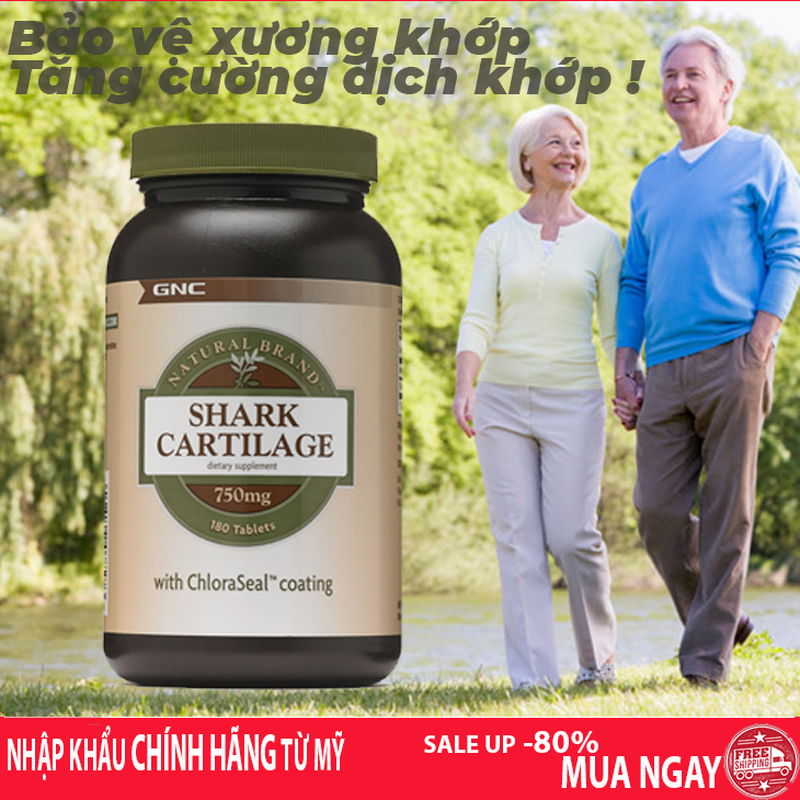 Viên uống bảo vệ  xương khớp giảm đau  tốt hơn xương khớp nhất nhất Shark Cartilage 750mg GNC 180 viên