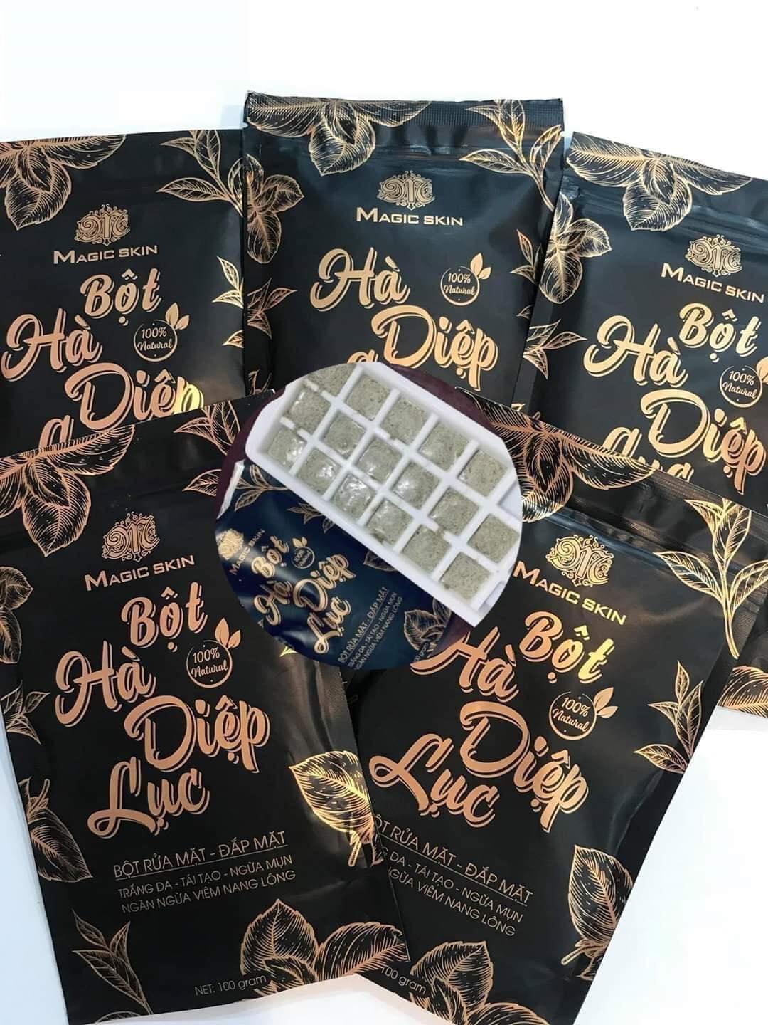 Bột rửa mặt - Bột hà diệp lục trắng da Magic skin