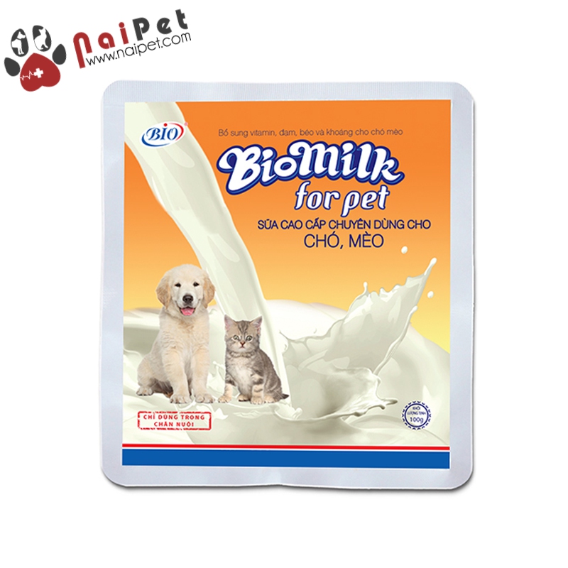 Sữa bột cung cấp vitamin đạm béo và khoáng cho chó mèo bio milk for pet 100g