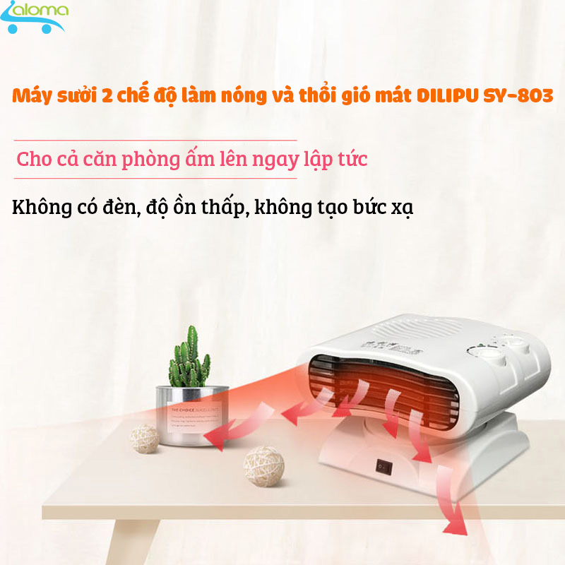 Máy sưởi ấm kèm thổi gió để bàn DILIPU SY-863 xoay đảo chiều 3 tốc độ nóng gió ấm mùa đông mát mùa hè