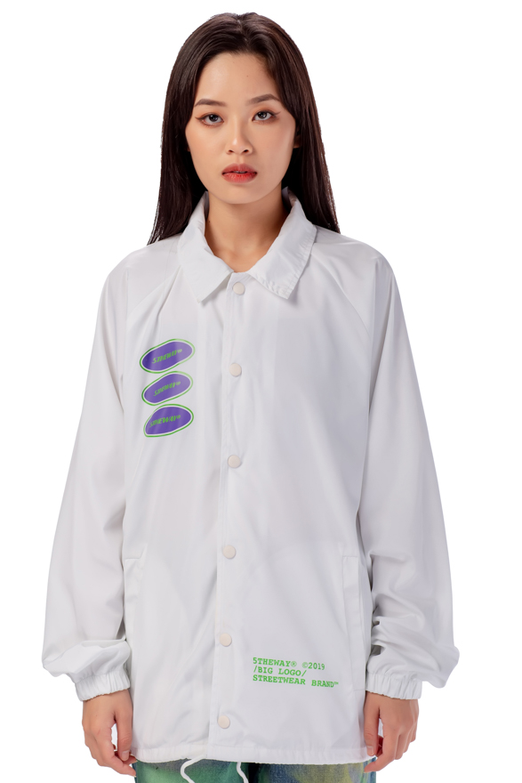 5THEWAY® Áo Khoác Dù Trắng aka /oval/ Coach Jacket™ in WHITE™