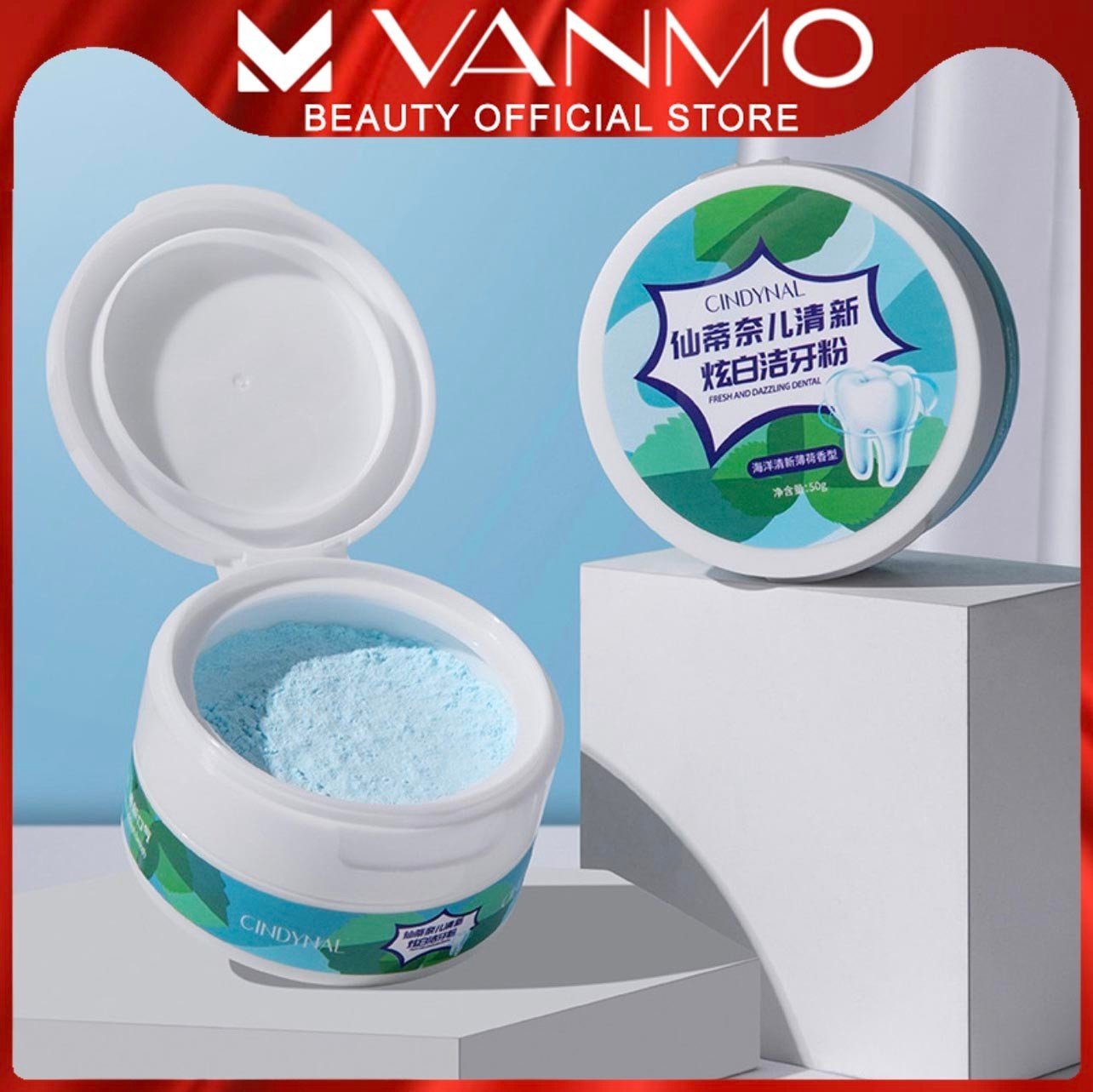 Moon profiled powder for radiant white teeth reduce mouth odor clean