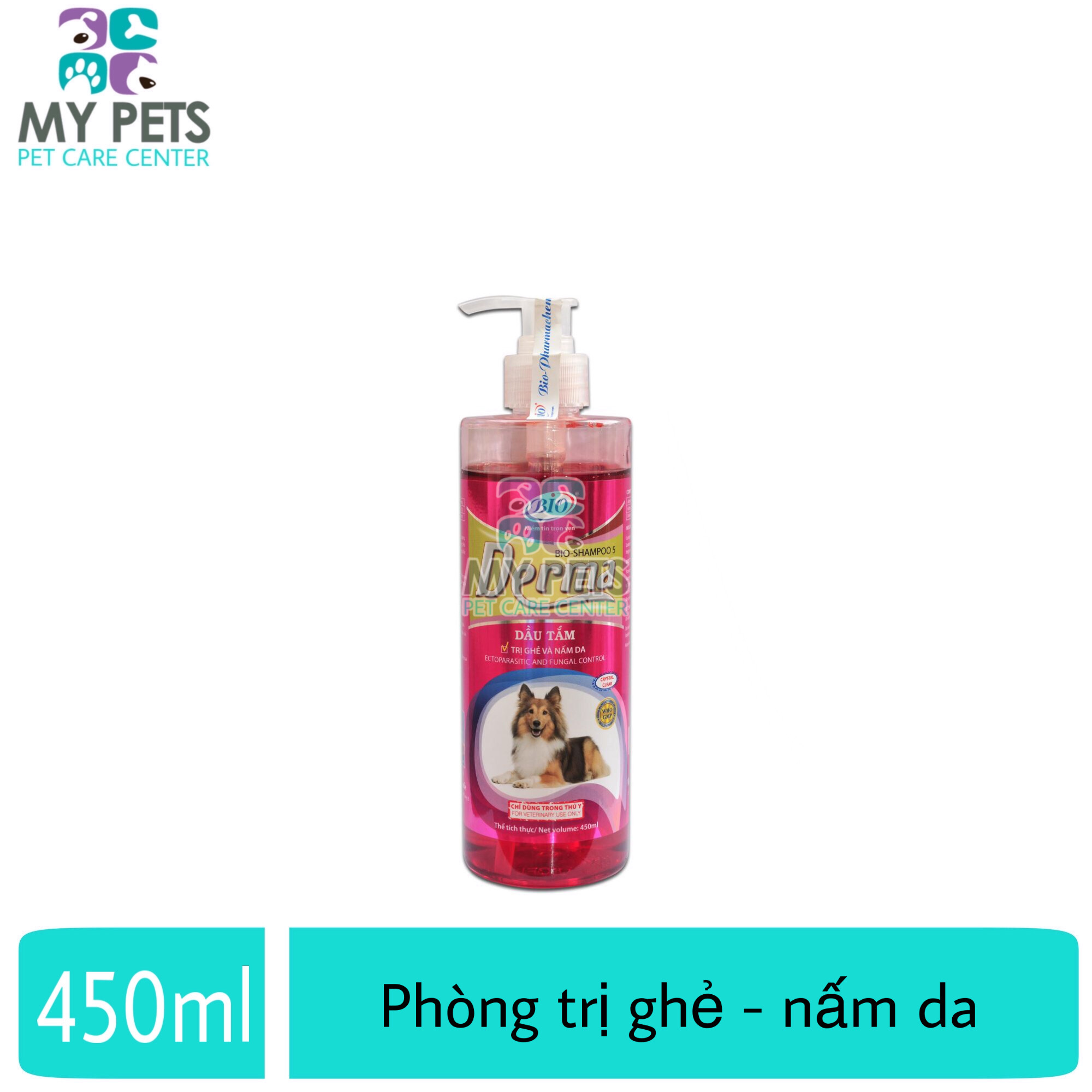 Sữa tắm ve ghẻ nấm da cho chó mèo - Bio Derma Premium 450ml