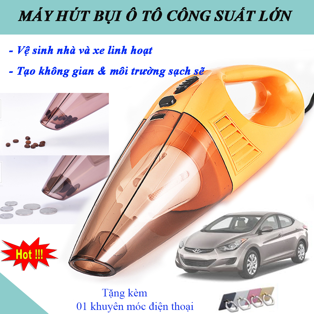 Máy Hút Bụi Ô Tô Cầm Tay 12V, Máy Hút Bụi, Máy Hút Bụi Xe Oto. Máy Hút Bụi Nội Thất Xe Hơi Thiết Kế Cầm Tay Với Lực Hút Cực Mạnh Cùng 3 Đầu Hút Thông Minh,Giúp Máy Hoạt Động Hiệu Quả Ngóc Ngách Của Xe