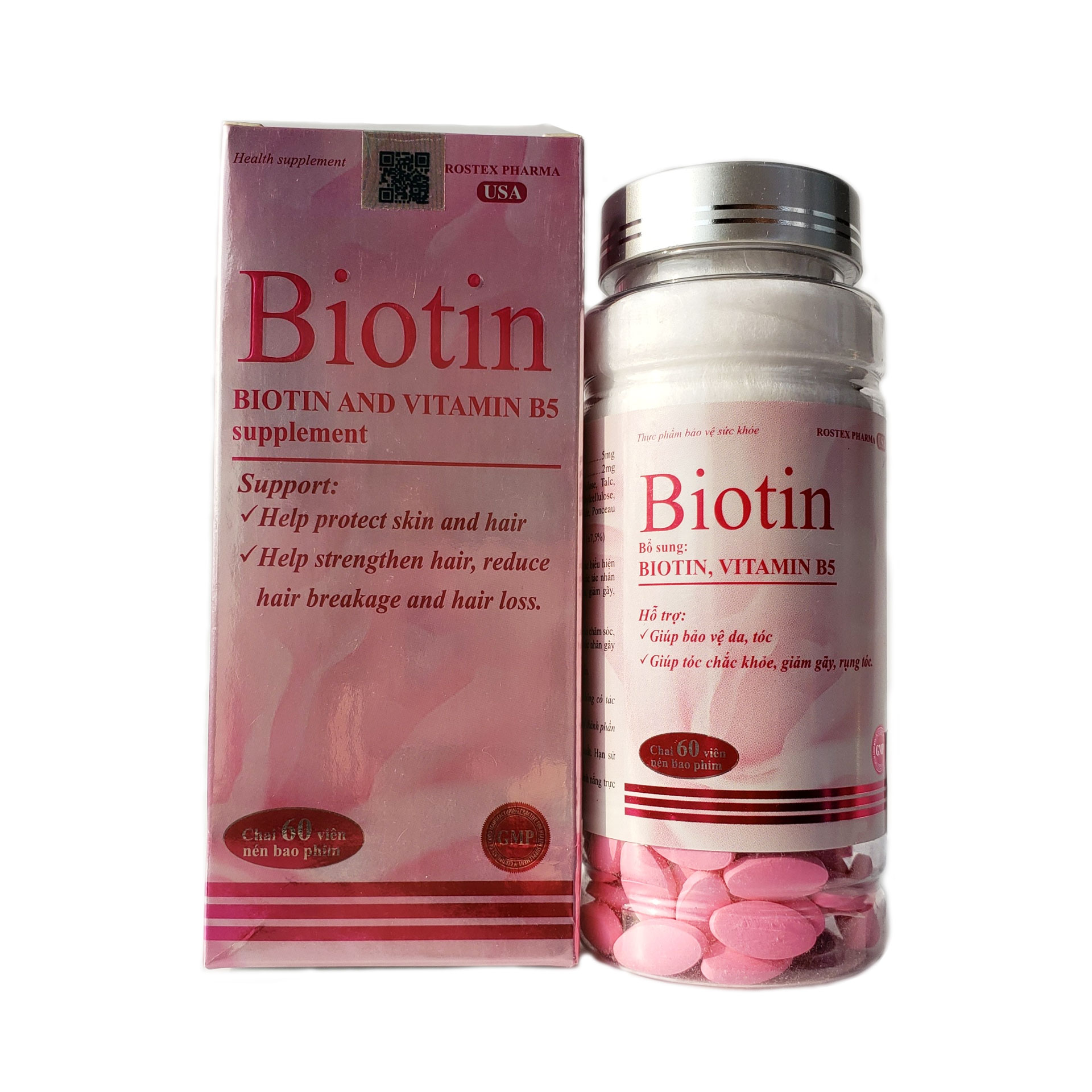 [HCM]Viên uống BIOTIN bổ sung biotin + vitamin B5 giúp giảm rụng tóc bảo vệ da