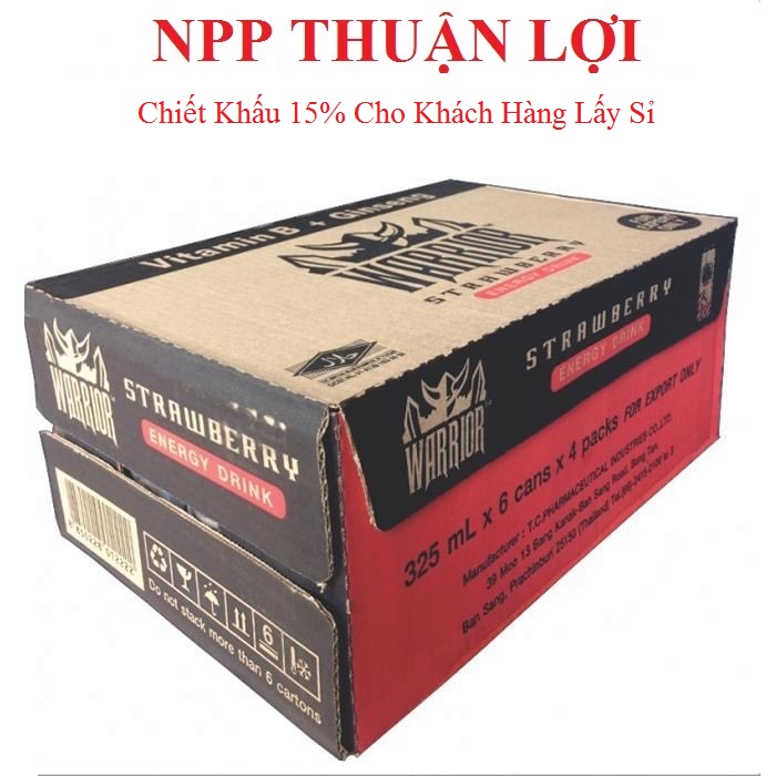 Nước Tăng Lực Vị Dâu Warrior thùng 24 lon 325ml