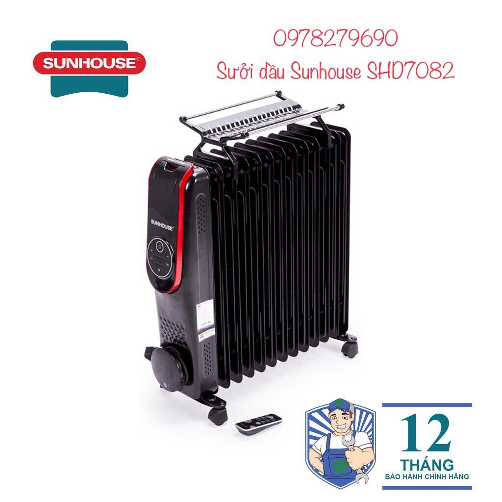 Sưởi dầu sunhouse shd7082 11 lá có điều khiển và giá phơi đồ