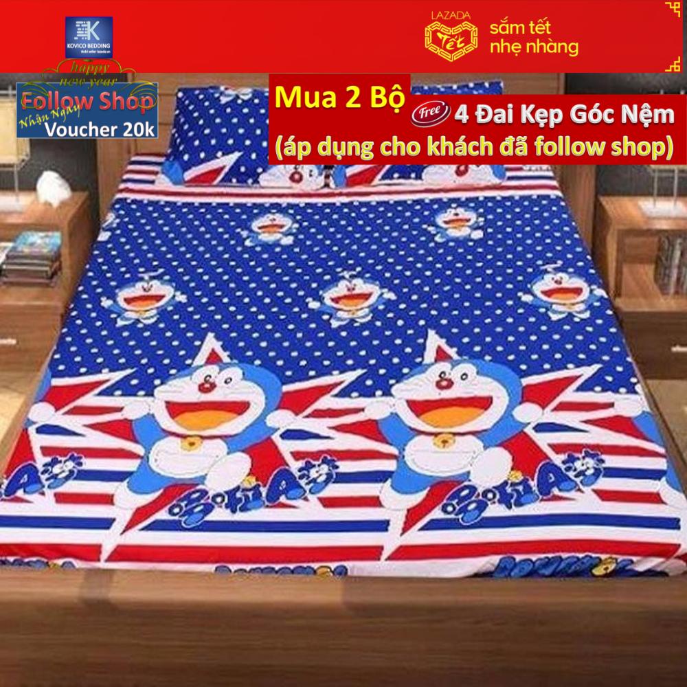 Bộ ga giường doraemon sao xanh 160x200cm