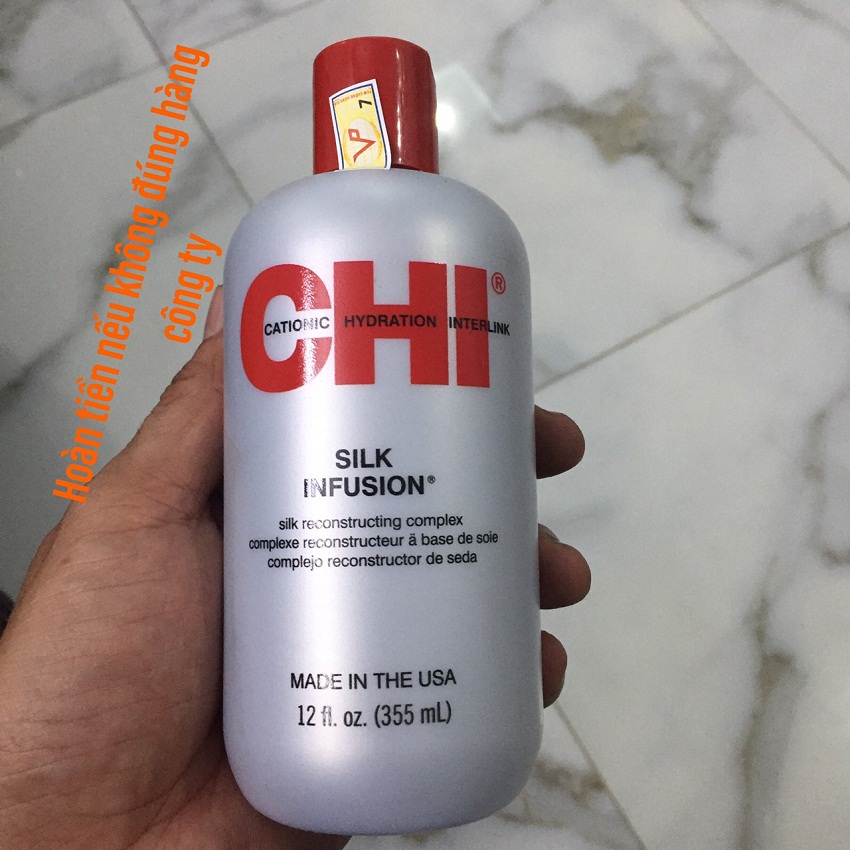 Tinh dầu CHI Silk Infusion Silk Rescontructing Complex USA dưỡng tóc bóng mượt 355ml