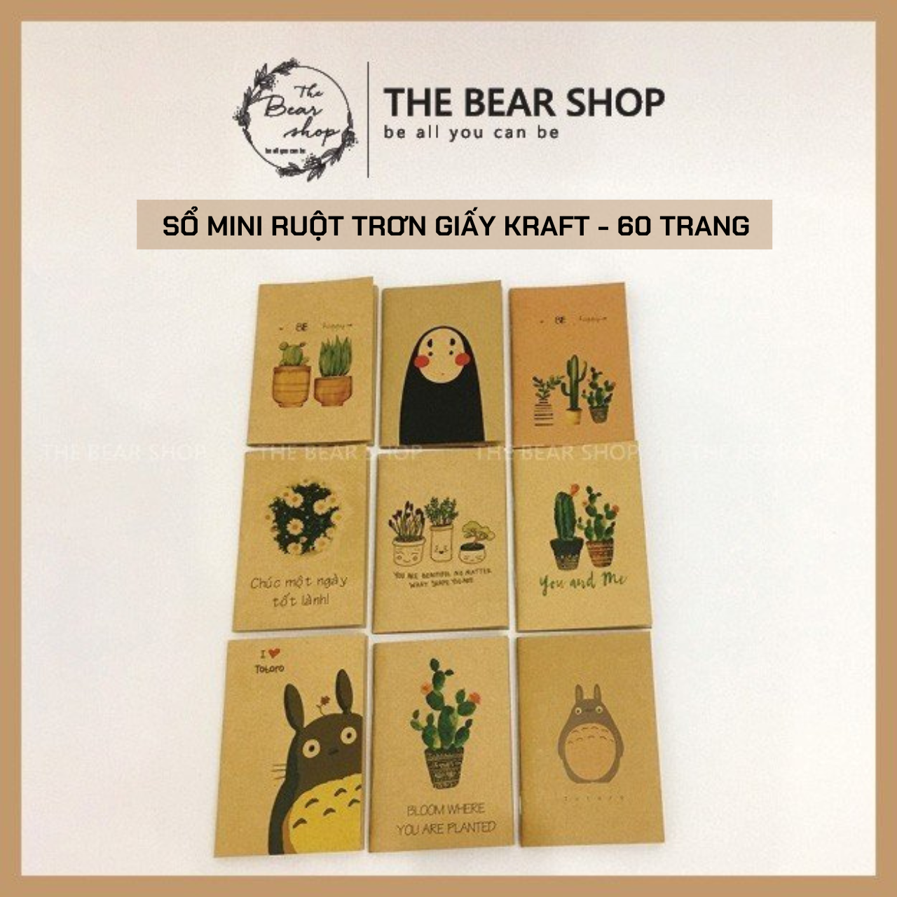 Sổ mini ghi chép giấy kraft - Vintage Handmade - 60 trang - Quà tặng 8 tháng 3 - The Bear Shop