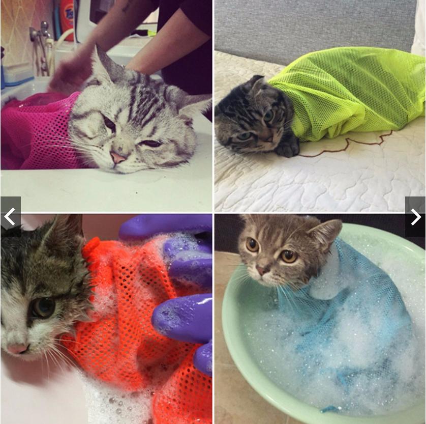 Túi Lưới Tắm Cắt Móng Vệ Sinh Tai Cho Mèo