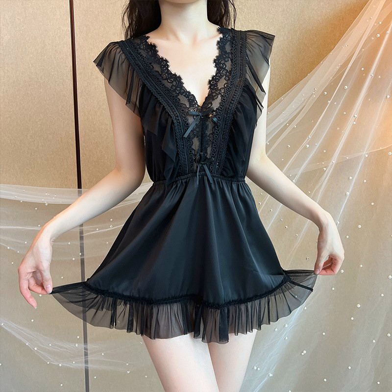 Váy ngủ cổ v trẻ trung quyến rũ hàng cao cấp N5036 🌼 Đầm ngủ cao cấp siêu đẹp 🌼🌼🌼