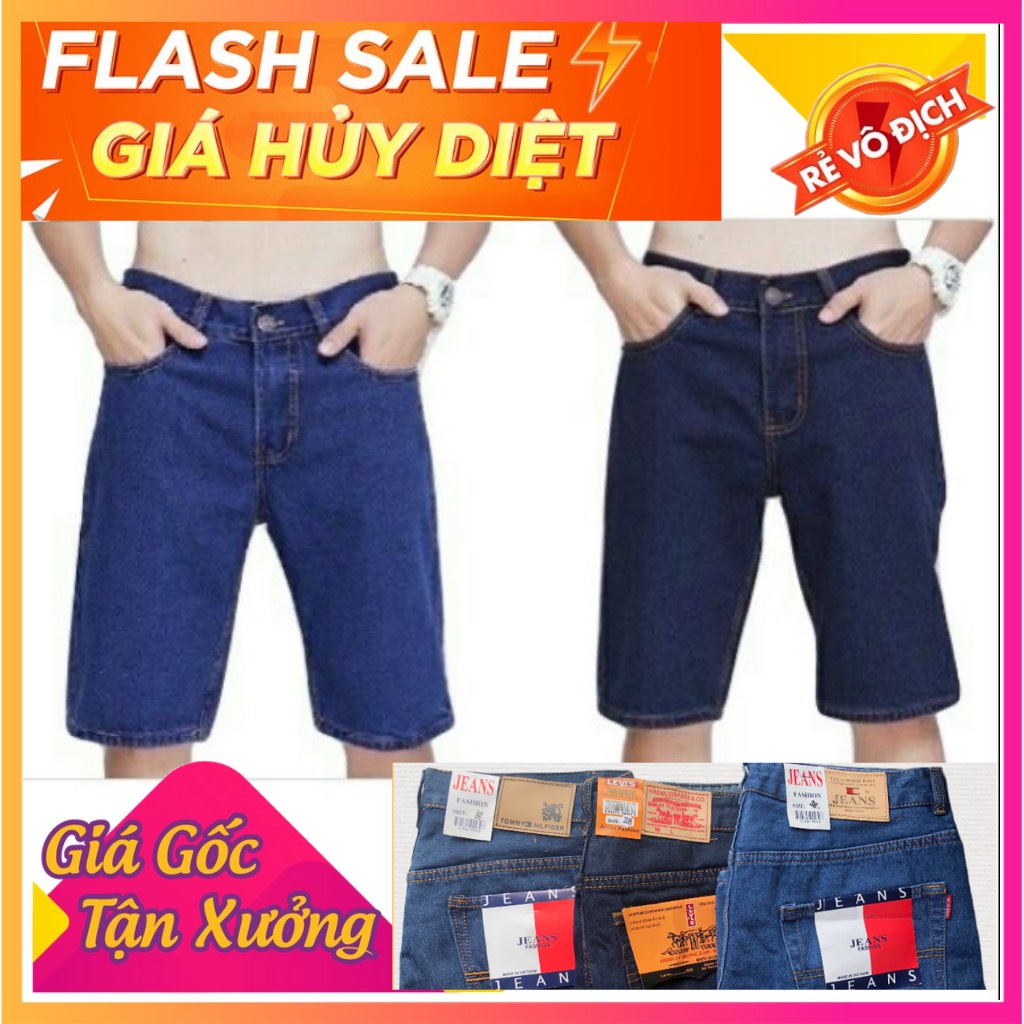 Quần sọt jean nam chất vải jean trơn ống đứng phù hợp với người mặc ống rộng hoặc những người trung niên