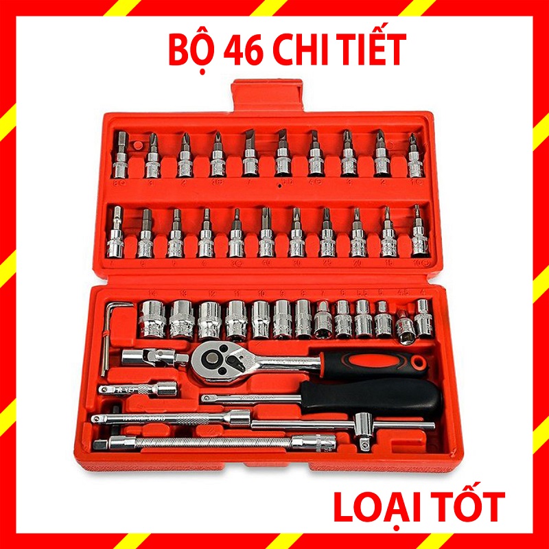 Bộ dụng cụ mở bu lông ốc vít bộ dụng cụ sửa chữa ô tô xe máy bộ dụng cụ đa năng 46 chi tiết cầm tay cao cấp