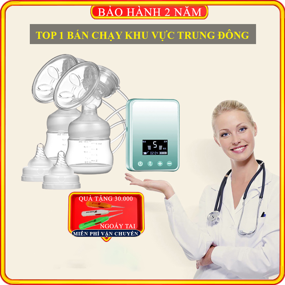 Máy hút sữa điện đôi RIMEITU- RH288 lõi pin Lithium không cần cắm dây- Máy vắt sữa thông minh màn hình LED, cổng sạc USB, vừa massage vừa hút sữa, 9 cấp độ an toàn, tiện lợi- bảo hành 1 đổi 1 trong 7 ngày