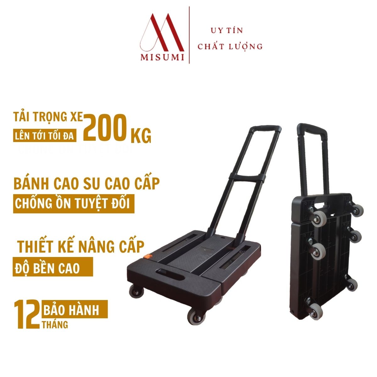 Xe Kéo Tay Nhập Khẩu XKT01, Xe Kéo Hàng 6 Bánh Gấp Gọn Tiện Dụng