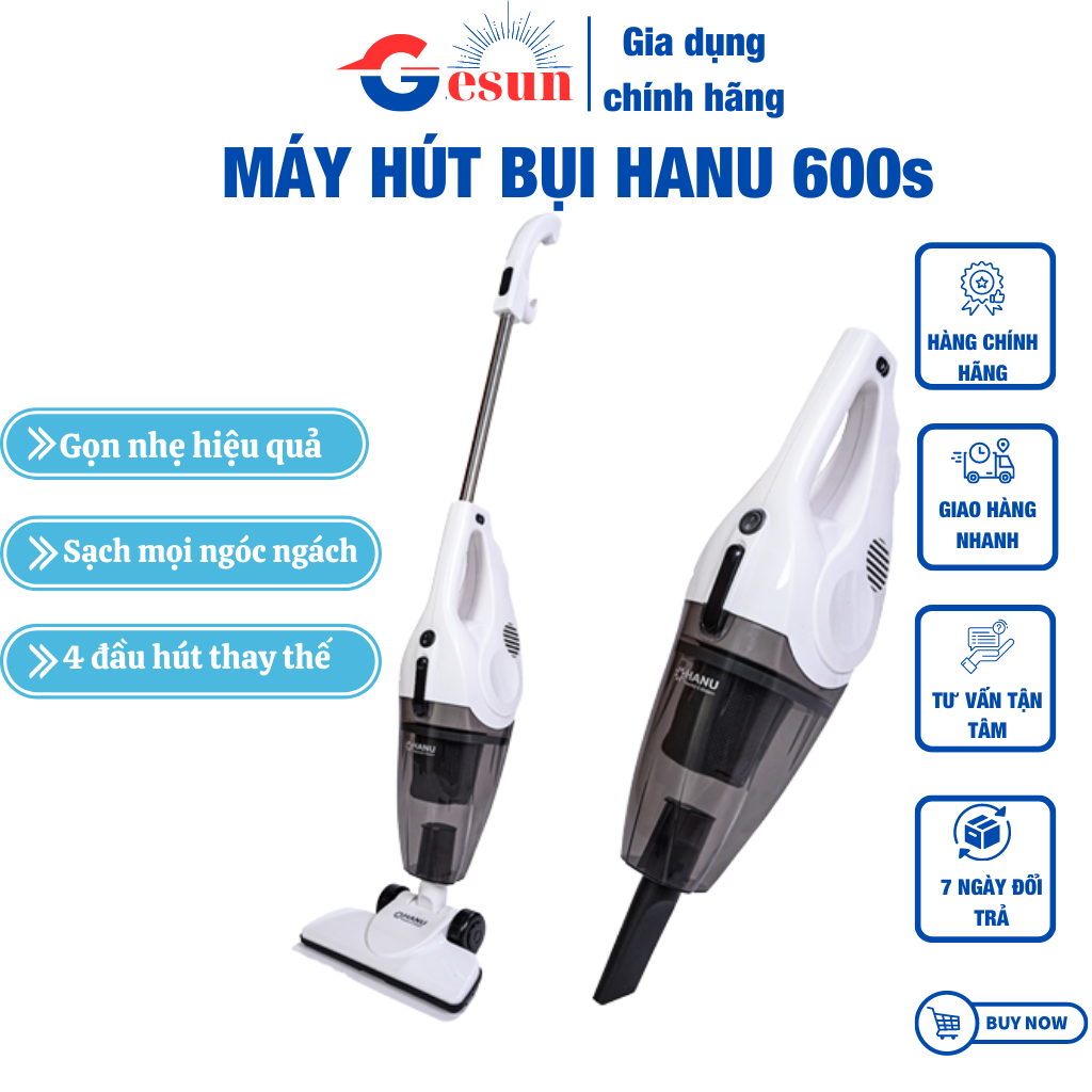 Máy hút bụi cầm tay Hanu HNV 600s Hàn Quốc với công nghệ hút lốc xoáy mạnh mẽ hút được mọi bụi bẩn Bảo hành 24 Tháng