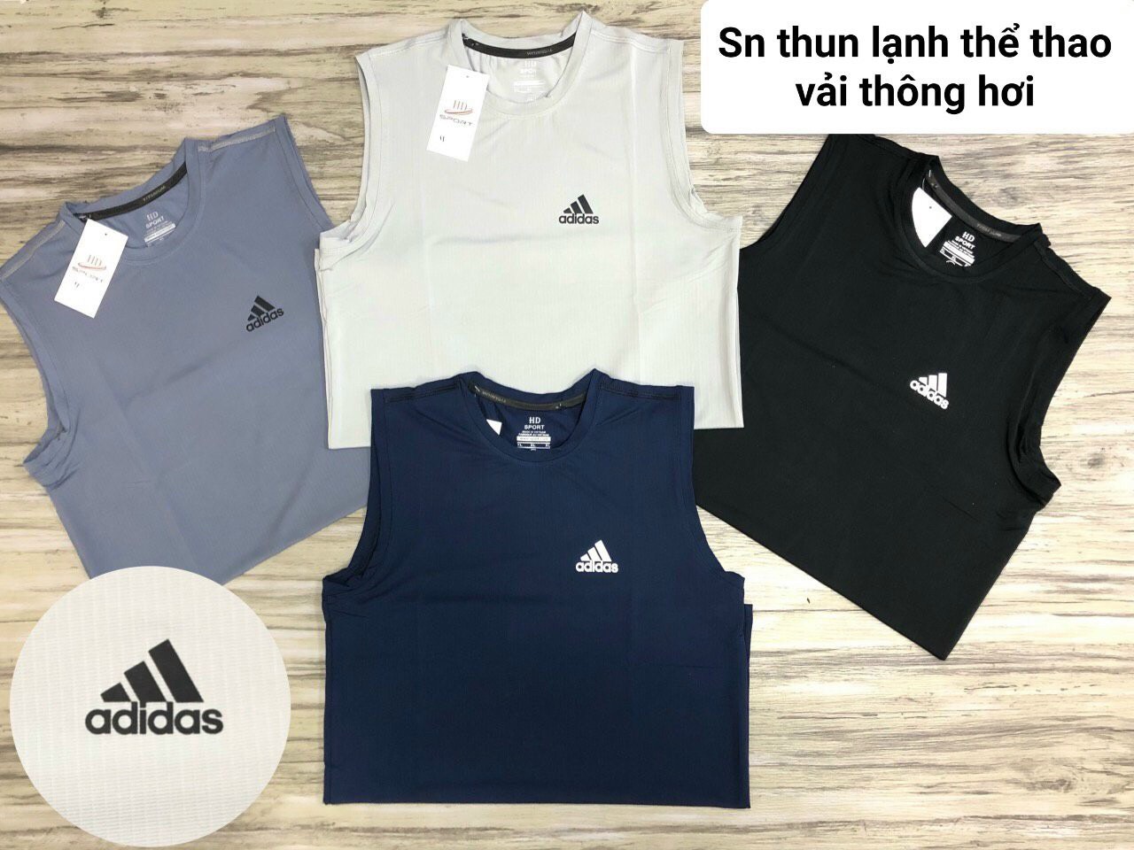 Áo ba lỗ nam tanktop thể thao thun lạnh chất liệu thun cotton lạnh thoáng khí logo adibas