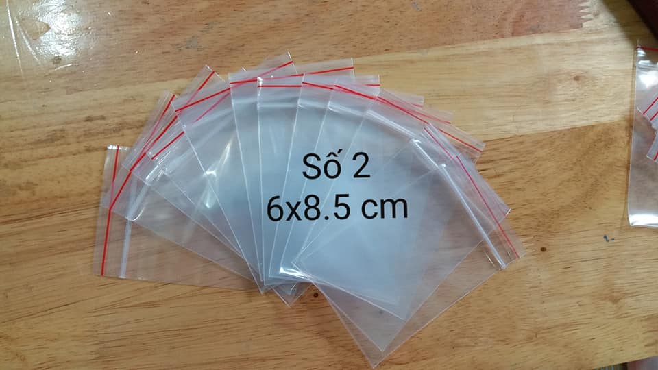 200g túi zip miết mép viền đỏ size nhỏ số 2 kt 6x8.5 cm