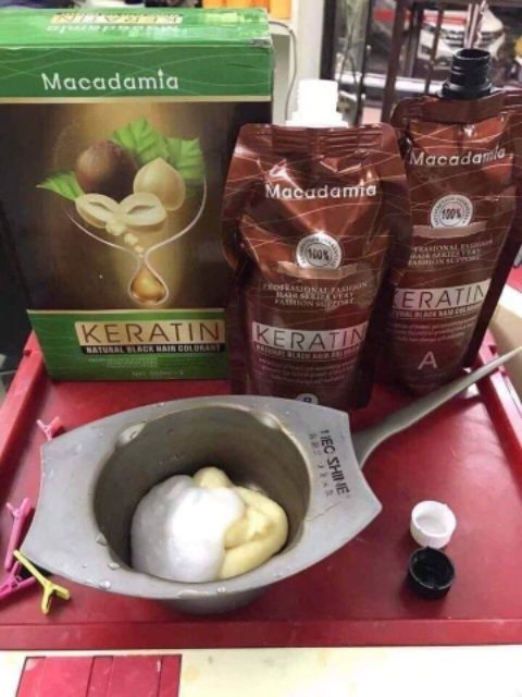 Thuốc ( Màu ) Nhuộm đen Tóc Bạc Thảo Dược Keratin Macadamia ( PHỦ BẠC Ít Dính Da Đầu) [ THÀNH PHẦN THIÊN NHIÊN ]❤❤❤❤❤