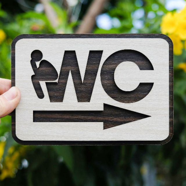 Bảng chỉ dẫn WC gỗ Decor
