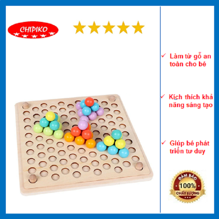 Đồ chơi gỗ gắp hạt kèm bát kích thích sáng tạo - đồ chơi thông minh phát triển trí tuệ cho bé