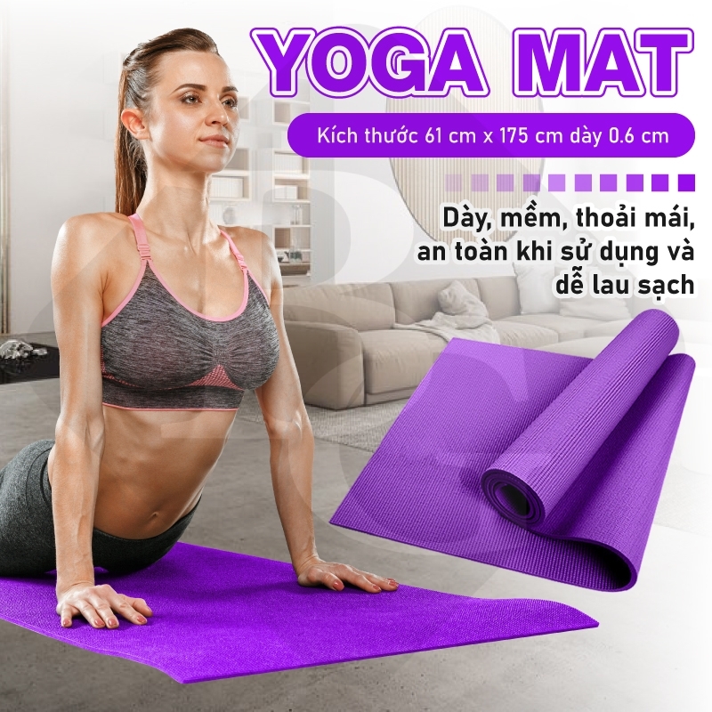 (All 6mm) BG Thảm tập Yoga cao cấp Thái Lan loại dày 6mm TPE , thảm tập chống trơn trượt