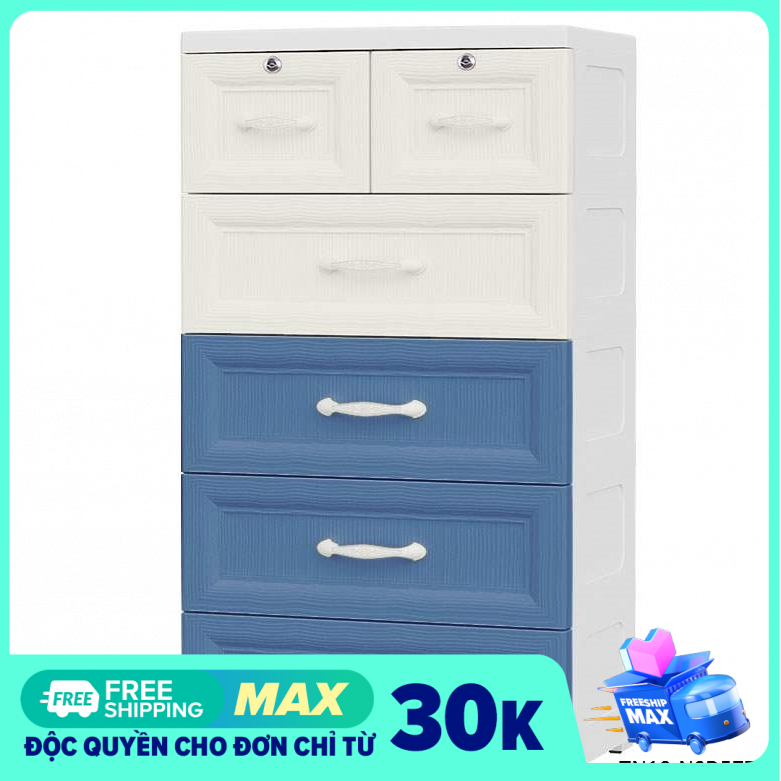 Tủ nhựa 5 tầng 6 ngăn có khóa mẫu mới size lớn TN10-NSD5775 (57 x 34 x 102cm)
