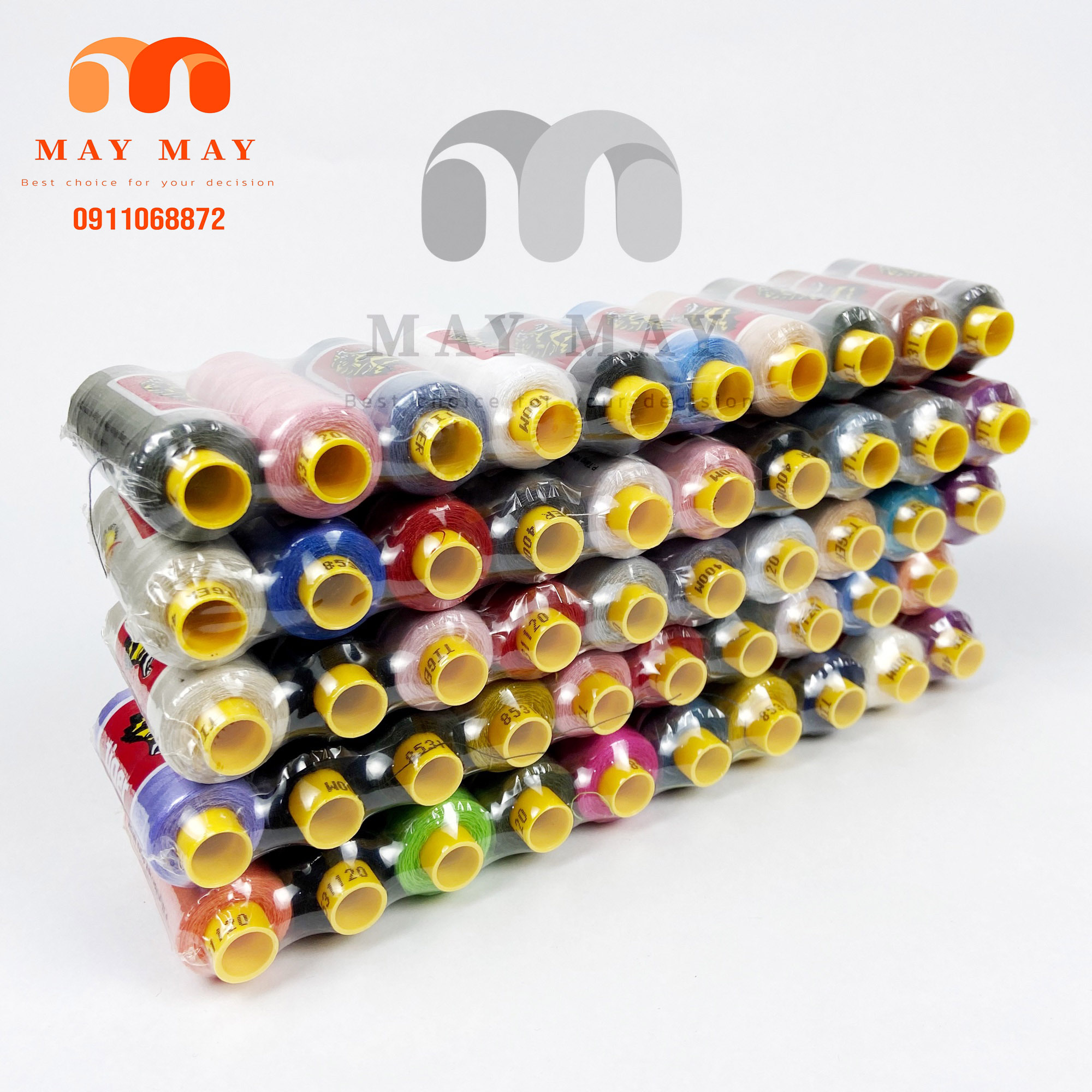 Set 10 cuộn chỉ tiger cuộn 400m 10 màu khác nhau