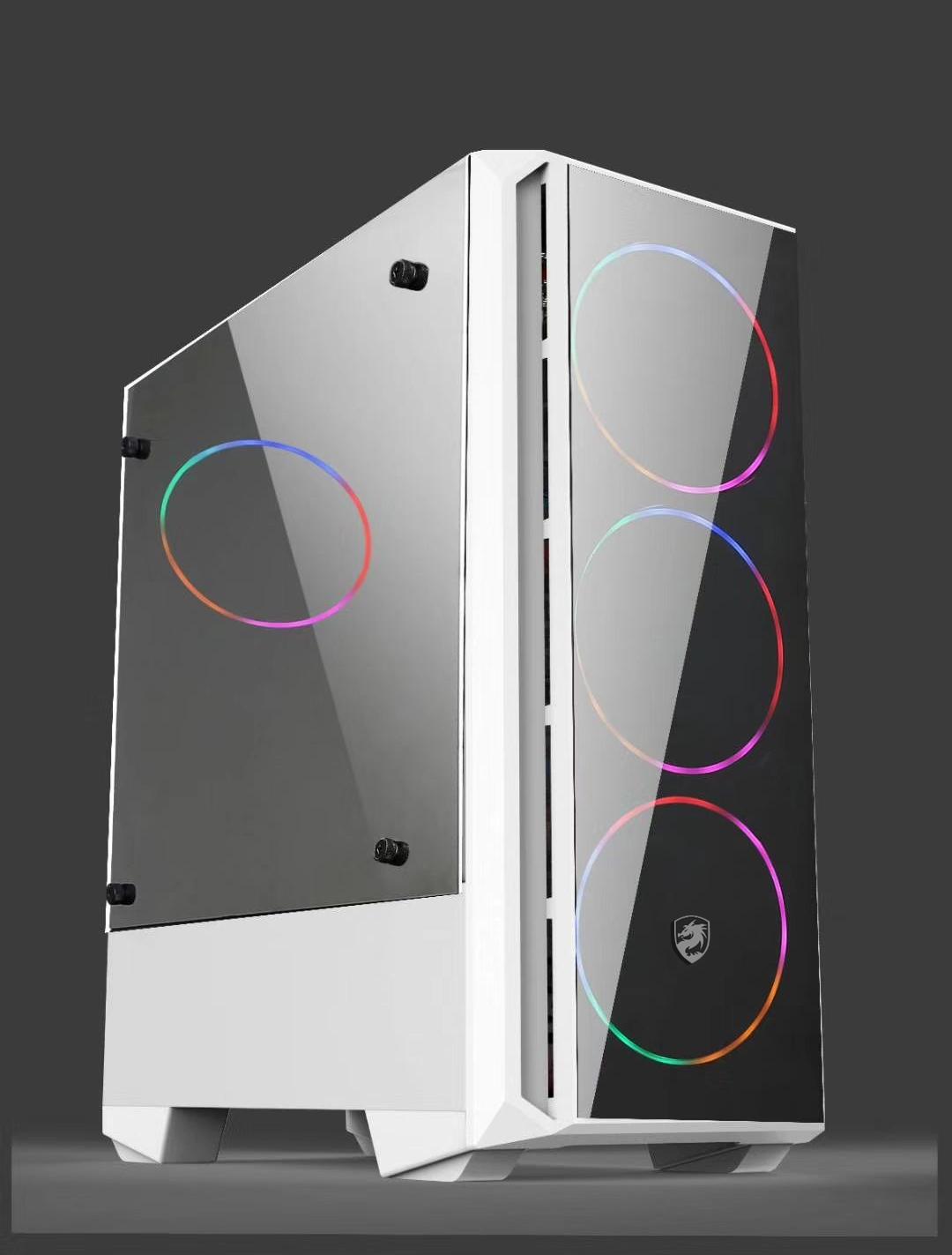 Vỏ máy tính Vitra Tiamo X55 Trắng kèm 3 fan LEO Ring RGB