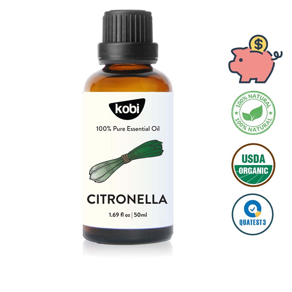 Tinh dầu Sả Java Kobi Citronella essential oil nguyên chất, dùng với đèn tinh dầu, giúp khử mùi, thơm phòng, xua đuổi muỗi hiệu quả -50ml