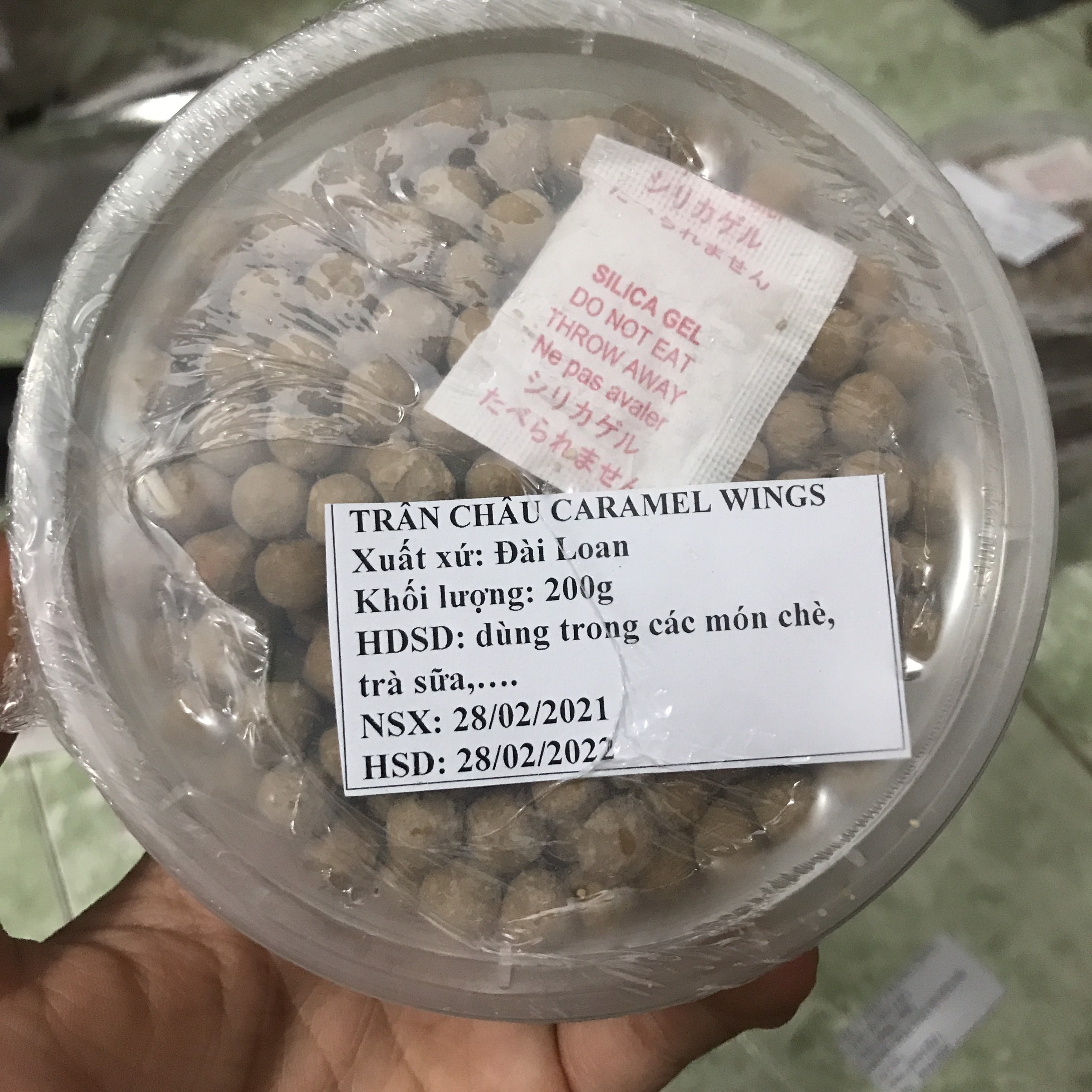 Trân châu đen Caramen Đài Loan Wings 200g loại chia hộp nhỏ tránh vỡ, Trân châu đen - Caramen - trân châu wings hàng loại 1 có sẵn như hình