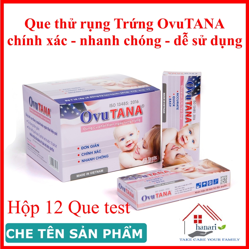 Que thử rụng trứng OVUTANA  - hộp 12 que, cho kết quả nhanh, an toàn dễ sử dụng