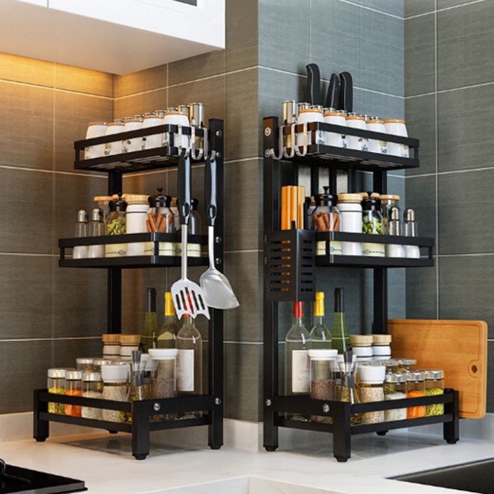 Kệ gia vị inox 2 tầng, 3 tầng sơn tĩnh điện - Kệ đựng gia vị cao cấp đa năng