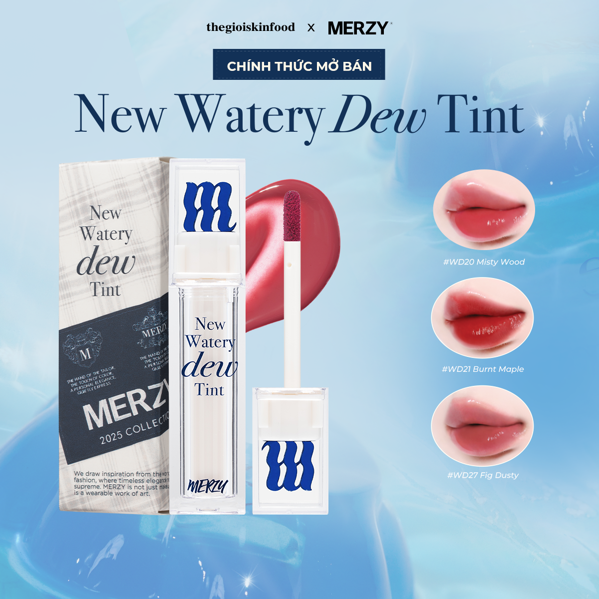 [New Dew] Son Tint Bóng Dạng Thạch, Lâu Trôi Cho Đôi Môi Ẩm Mịn Hàn Quốc Merzy The Watery Dew Tint 4g