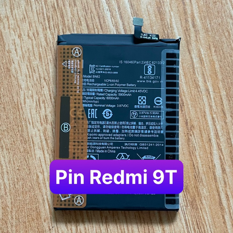 Pin zin xiaomi redmi 9t mã bn62 dung lượng 6000mah