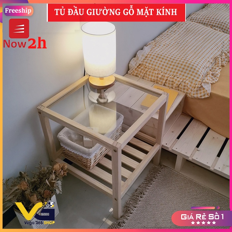 Tủ đầu giường, kệ đầu giường gỗ, mặt kính / mặt gỗ, decor phòng