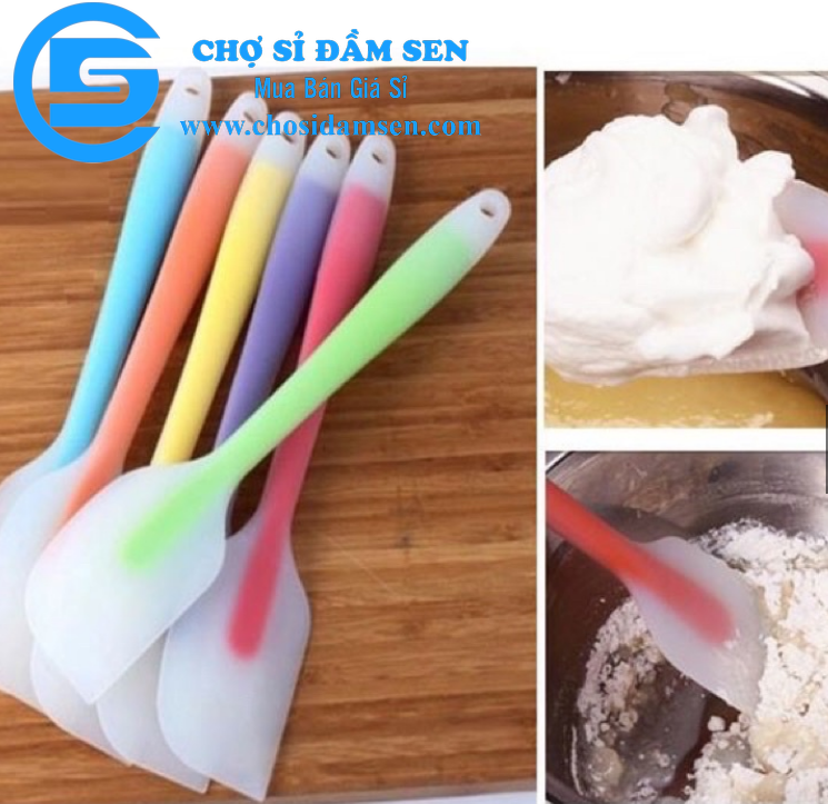 Cây quét kem nhiều màu, Phới dẹt vét, trộn bột silicone đúc liền lõi màu, Spatula- cây trộn bột, cây vét thực phẩm, thức ăn, chế biến đồ ăn dặm cho bé đúc trong, (GIAO MÀU NGẪU NHIÊN) G233-QuetKem-Mau
