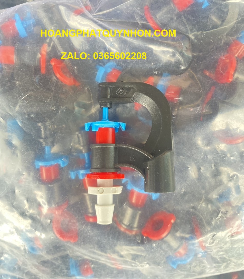 Béc tưới AG08 kèm khởi thủy 6mm, combo 100 bộ, màu đỏ, lưu lượng 120 lít, tưới gốc phun mưa, có miếng chặn