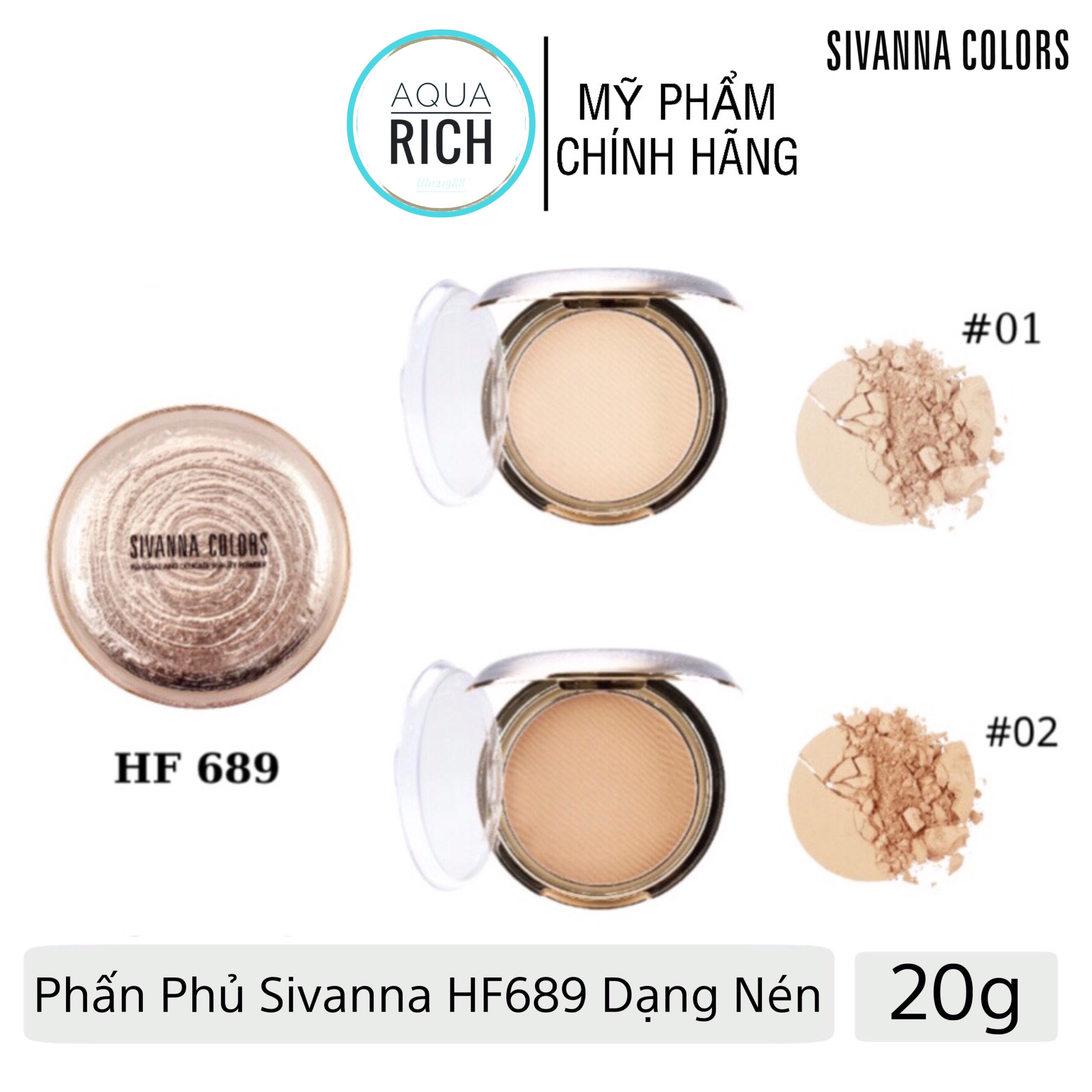 Phấn Phủ Nén Sivanna Colors Kiểm Soát Dầu Siêu Mịn HF689 20g